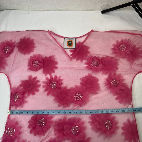 Tela Luxury Mercantile West Palm Beach Floral Mesh Maxi Dress Hot Pink OS - Picture 8 of 12